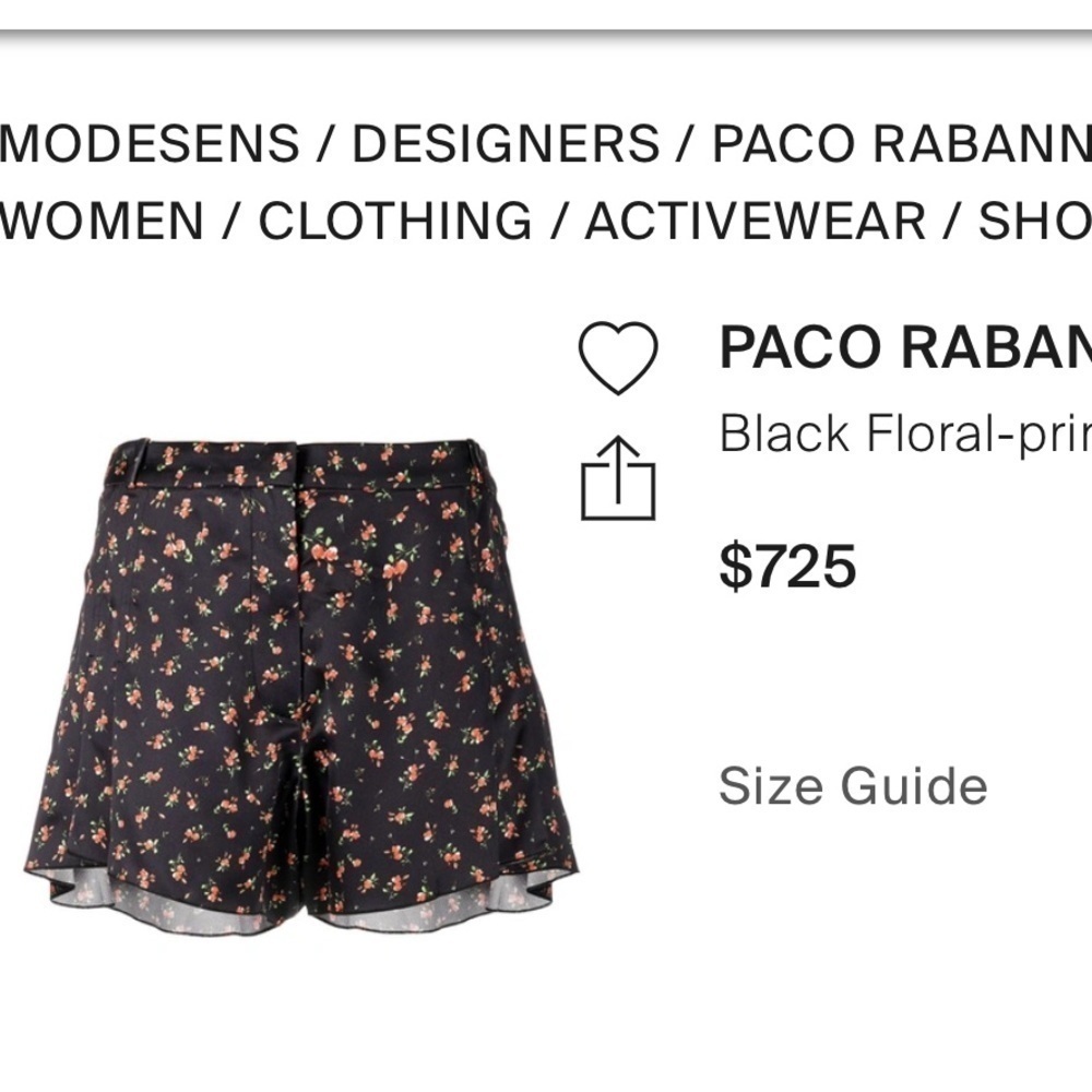 Paco Rabanne- Black Silk Floral Ruffle Mini Shorts - Picture 3 of 9